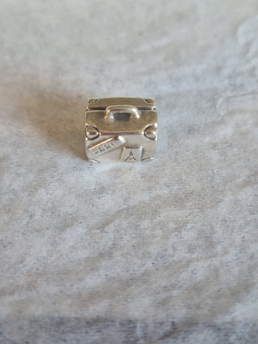 Sterling Silver Travel Suitcase Charm - Silver